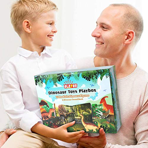 Olefun Dinosaur Toys for 3 Years Old & Up - Dinosaur Sound Book & 12 Realistic Looking Dinosaurs Figures Including T-Rex, Triceratops, Utahraptor, for Kids, Boys and Girls Olefun Dinosaur Toys for 3 Years Old & Up - Dinosaur Sound Book & 12 Realistic Looking Dinosaurs Figures Including T-Rex, Triceratops, Utahraptor, for Kids, Boys and Girls
